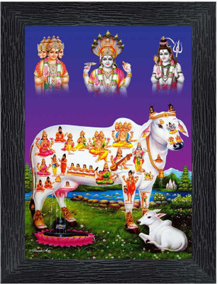Poster N Frames Kamdhenu cow Religious Frame