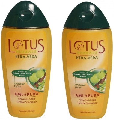 LOTUS HERBALS Kera-Veda Shikakai-Amla Herbal Shampoo Amlapura (pack of 2)(400 ml)