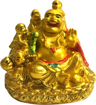 Ripe India Laughing Buddha with Children for Health, Wealth and Happiness Showpiece Decorative Showpiece  -  7 cm(Polyresin, Gold)