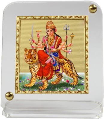 Eknoor Car Dashboard Idol- Goldplated Recta4550- Durga ji Decorative Showpiece  -  8 cm(Gold Plated, Multicolor)