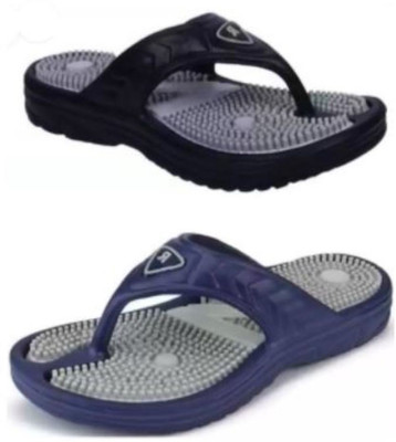 Ammar Collection Men Slippers(Black, Grey , 8)