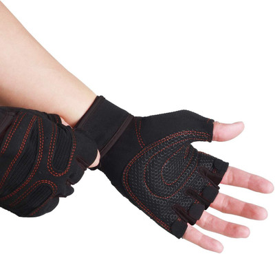 Leosportz silicone grip Fingerless Gloves for Motorbike Motorcycle Climbing Hiking Hunting Cycling Gloves(Black)