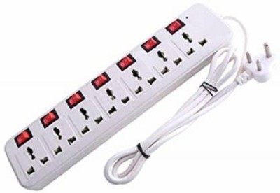 D-DEVOX Extension Strip with Power on/Off Switch, Fuse and Spark Suppressor 7 Socket Extension Boards 7  Socket Extension Boards(White, Red, 3.6 m)
