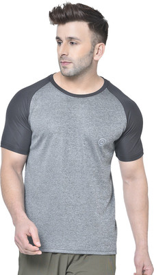 CHKOKKO Colorblock Men Round Neck Black, Grey T-Shirt