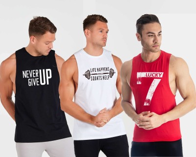 Southcity Printed Men Round Neck Red, White, Black T-Shirt