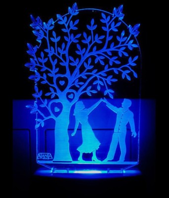 Super Ajanta 2088 LOVE COUPLE UNDER TREE 3D Illusion Night Lamp Comes with 7 Multi-Color and Perfect Laser Cut Design Night Lamp(10 cm, Multicolor)