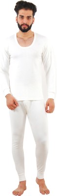 Epoxy Premium Winter Wear White Men Top - Pyjama Set Thermal