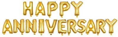 De-Ultimate Solid Printed Golden Color Balloons For Wedding Anniversary Alphabets Letter Balloon(Gold, Pack of 1)