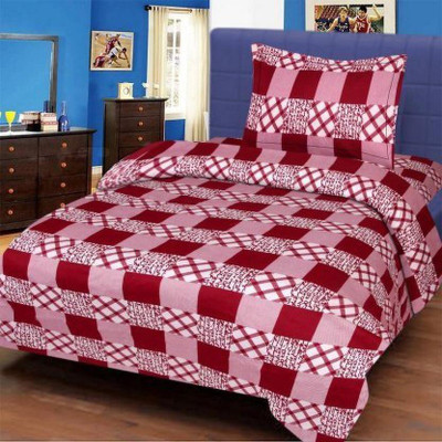 Aarvi Fab 130 TC Microfiber Double 3D Printed Flat Bedsheet(Pack of 1, Orange)