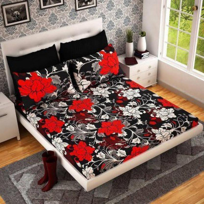 Aarvi Fab 130 TC Microfiber Double 3D Printed Flat Bedsheet(Pack of 1, Multicolor)
