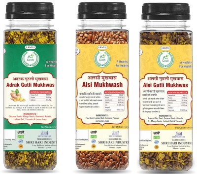 AGRI CLUB Adrakh Gotli Mukhwas 100gm,Alsi Mukhwas 100gm,Alsi Gutli Mukhwas 100gm (Pack Of 3) Sweet Mouth Freshener(3 x 100 g)