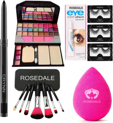 Crynn Smudge Proof Essential Makeup HD11 Beauty Kajal & Rosedale Set of 7 Makeup Brush & Powdered Blender Sponge Puff & TYA 6155 Makeup Kit & Waterproof False Eyelash & Adhesive Eyelash Glue(14 Items in the set) Crynn Smudge Proof Essential Makeup HD11 Beauty Kajal & Rosedale Set of 7 Makeup Brush & Powdered Blender Sponge Puff & TYA 6155 Makeup Kit & Waterproof False Eyelash & Adhesive Eyelash Glue(14 Items in the set)