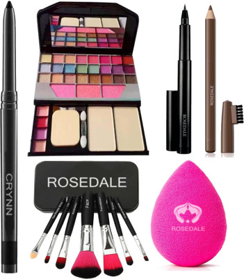 Crynn Smudge Proof Essential Makeup HD11 Beauty Kajal & Set of 7 Makeup Brush & Powdered Blender Sponge Puff & TYA 6155 Makeup Kit & Yanqina 36H Deep Black Eyeliner & Brown Eyebrow Pencil With Brush(6 Items in the set) Crynn Smudge Proof Essential Makeup HD11 Beauty Kajal & Set of 7 Makeup Brush & Powdered Blender Sponge Puff & TYA 6155 Makeup Kit & Yanqina 36H Deep Black Eyeliner & Brown Eyebrow Pencil With Brush(6 Items in the set)