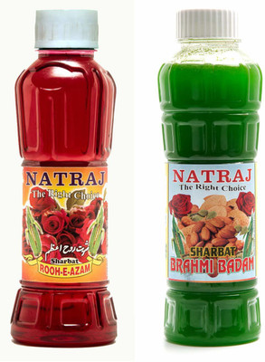NATRAJ The Right Choice Rooh-E-Azam Sharbat & Brahmi Badam Sharbat Syrup (Pack of 2 x 750 ml Bottle)(2 x 375 ml)