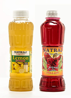 NATRAJ The Right Choice Rooh-E-Azam Sharbat & Lemon Sharbat Syrup (Pack of 2 x 750 ml Bottle)(2 x 375 ml)