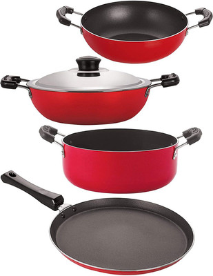 NIRLON Non-Stick Coated Cookware Set(PTFE (Non-stick), Aluminium, 4 - Piece)
