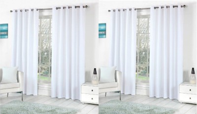 Styletex 152 cm (5 ft) Polyester Semi Transparent Window Curtain (Pack Of 4)(Solid, White)