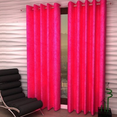 Styletex 274 cm (9 ft) Polyester Semi Transparent Long Door Curtain (Pack Of 2)(Solid, Dark Rani Pink)