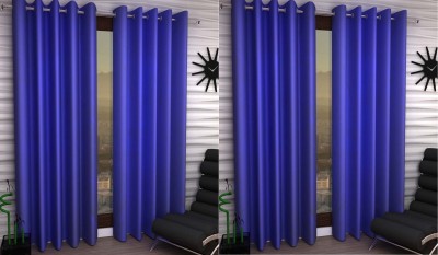 Styletex 213 cm (7 ft) Polyester Semi Transparent Door Curtain (Pack Of 4)(Solid, Blue)