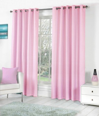 N2C Home 270 cm (9 ft) Polyester Semi Transparent Long Door Curtain (Pack Of 2)(Solid, Baby Pink)