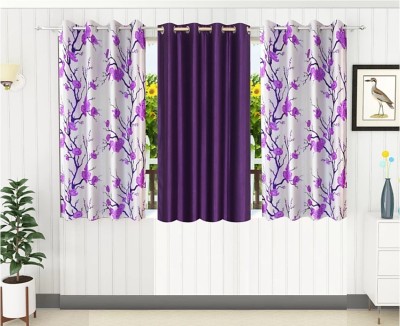 Flipkart SmartBuy 153 cm (5 ft) Polyester Blackout Window Curtain (Pack Of 3)(Printed, Purple)