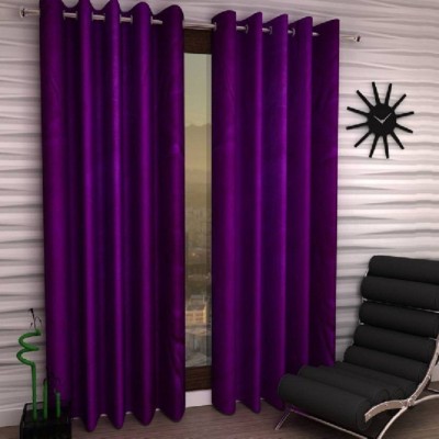N2C Home 270 cm (9 ft) Polyester Semi Transparent Long Door Curtain (Pack Of 2)(Solid, Purple)