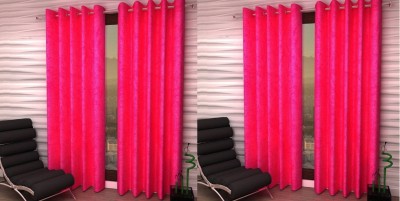 Styletex 213 cm (7 ft) Polyester Semi Transparent Door Curtain (Pack Of 4)(Solid, Rani Pink)