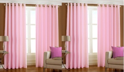 Styletex 274 cm (9 ft) Polyester Semi Transparent Long Door Curtain (Pack Of 4)(Solid, LightPink)