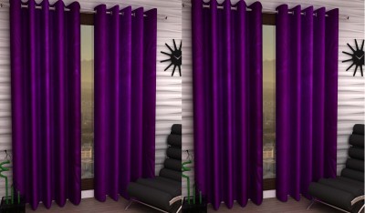 Styletex 152 cm (5 ft) Polyester Semi Transparent Window Curtain (Pack Of 4)(Solid, Purple)