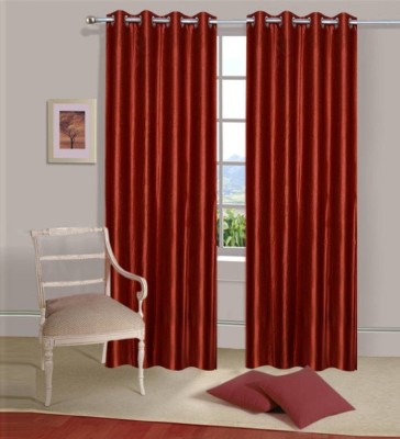 N2C Home 270 cm (9 ft) Polyester Semi Transparent Long Door Curtain (Pack Of 2)(Solid, Rust)