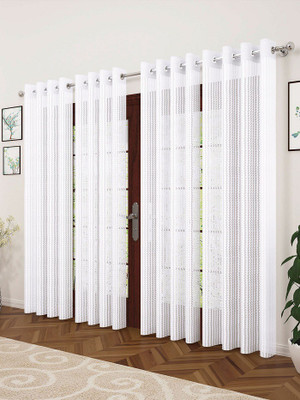 MSD Decor Hub 274 cm (9 ft) Long Door Polyester Transparent Curtain (Pack Of 4)(White, Self Design)