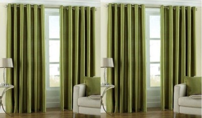 Styletex 152 cm (5 ft) Polyester Semi Transparent Window Curtain (Pack Of 4)(Solid, RoyalGreen)