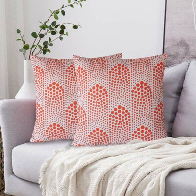Dekor World Printed Cushions & Pillows Cover(Pack of 2, 40 cm*40 cm, Orange)