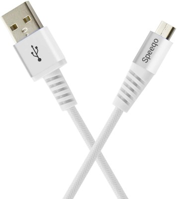 Speeqo Micro USB Cable 3.1 A 1 m Micro USB Cable for Preformed Edition USB Cble | Data Sync Cable | Charger Cable | Micro USB to USB-A Cable(Compatible with All Micro USB Supported Devices, White, One Cable)