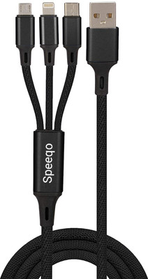 Speeqo USB Type C Cable 3.1 A 1.2 m Premium Quality Rapid Charging 3 in 1 cable(Compatible with All Micro , Type C I PHONE Mobile & Tablet Device, Black, One Cable)