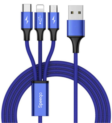 Speeqo USB Type C Cable 2 A 1.2 m Premium Quality Rapid Charging 3 in 1 cable(Compatible with All Micro , Type C I PHONE Mobile & Tablet Device, Blue, One Cable)