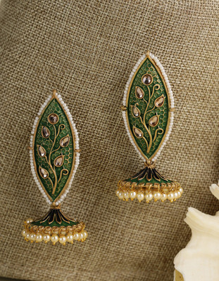 Priyaasi Traditional Beads Gold-Plated Drop Earrings for Women & Girls Alloy Drops & Danglers