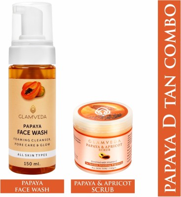 GLAMVEDA Papaya Pore Care & Anti Tan Kit ( 150 ml+ Scrub 100 gm ) | 250 gm Face Wash(250 g)