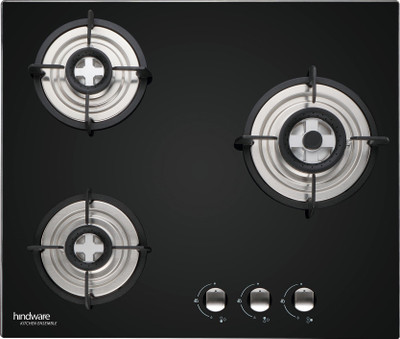 Hindware Nora 3B Hob Glass, Steel Automatic Hob(3 Burners)
