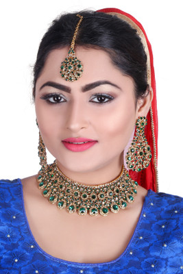 VATSALYA creation Alloy Gold-plated Green Jewellery Set(Pack of 1)