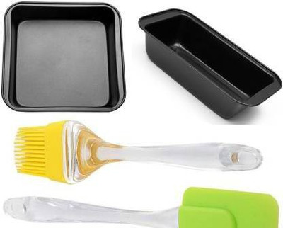 MAFAHH Silicone Brush and Spatula With Bread Loaf and Square Shape Cake Mould Kitchen Tool Set(Black, Baking Tools)