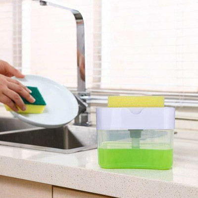 SWISS WONDER 2-in-1 Soap Dispenser with Hydraulic Pump 320 ml Soap Dispenser(Clear)
