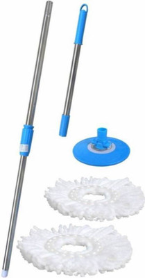 ROBMOB 360Â° Mop Stick With Free 2Pcs Micro Fiber Refill ZCX33 Wipes  (Blue) String Mop(Blue)