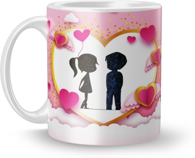 Dreamcart Pink Hurt Couple Design Print gift for Girlfriend Ceramic Coffee Mug(320 ml)