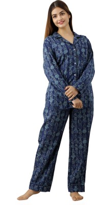 Poopii Women Printed Multicolor Shirt & Pyjama set