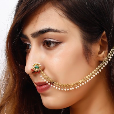 AHOORA ENTERPRISES Pearl Silver Plated Alloy Nose Stud