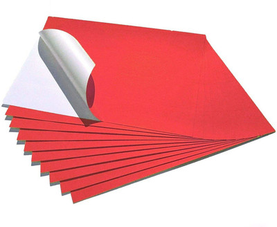 sehgal A4 Sheets Neon Fluorescent Red Colour Laser Inkjet Printable Self Adhesive Sticky Sticker Craft Labels paper (Red) (pack of 30 sheets) Self Paper Label(Red)