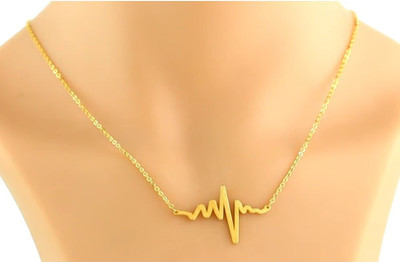 Shopping Dust Heartbeat Pendant for Girl and Women Heartbeat Pulse Pendant for Girlfriend Valentine Day Gift Gold-plated Stainless Steel Pendant