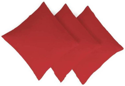 Swikon star Polyester Fibre Solid Cushion Pack of 3(Red)