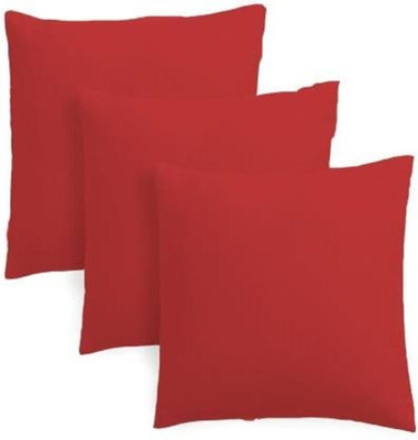 GKM Polyester Fibre Solid Cushion Pack of 3(Red)